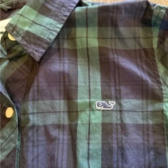 *EUC* Vineyard Vines Women's Blue Green Plaid Long Sleeve Shirt Size 00 - Picture 3 of 8